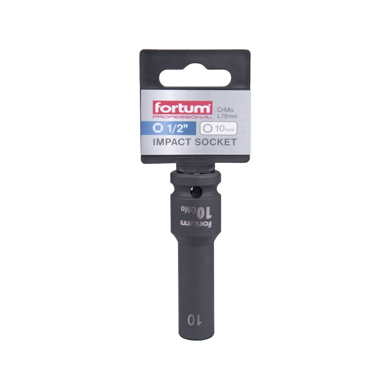 Casa si Gradina - Constructii - Scule de mana si unelte - Chei si truse chei - Cheie tubulara impact 10mm 1/2" Fortum 4703210, CrMoV, lungime 78mm - Infinity.ro