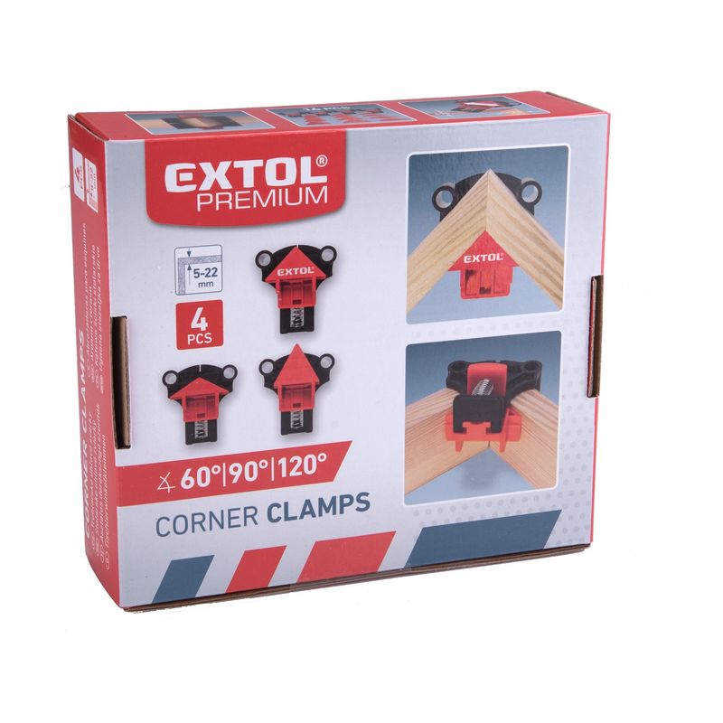 Casa si Gradina - Constructii - Scule electrice si accesorii - Menghine si cleme fixare - Coltare unghiulare EXTOL PREMIUM 8815440, set 4 bucati - Infinity.ro