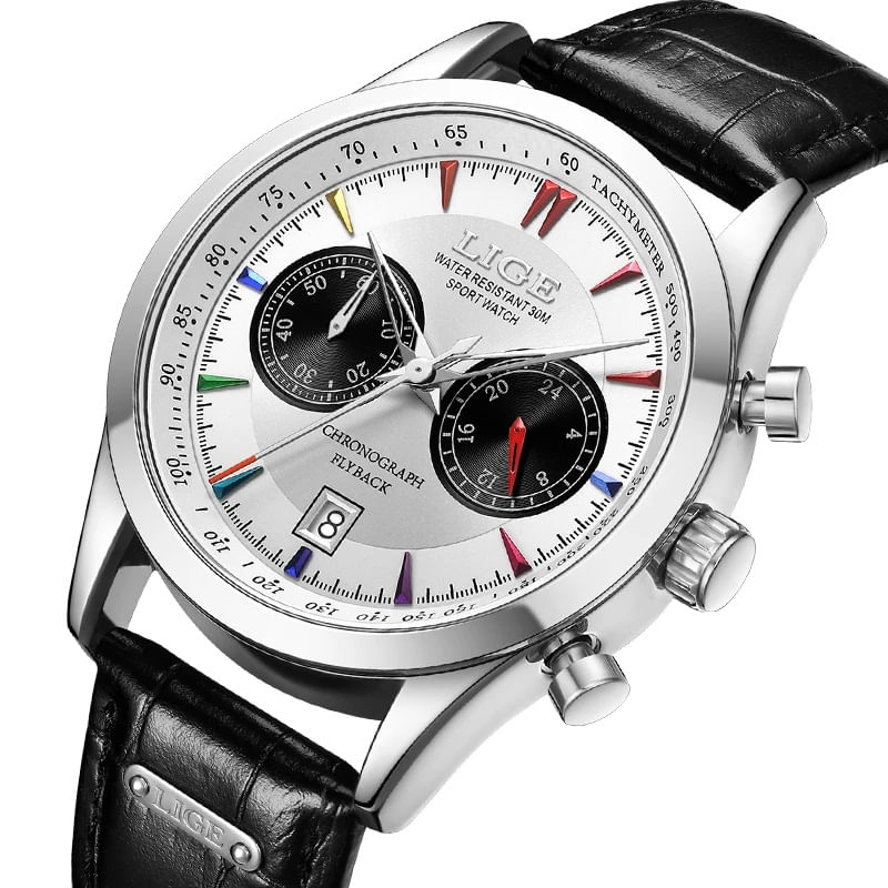 Fashion, accesorii si bijuterii - Barbati - Bijuterii barbati - Ceasuri barbati - Ceas barbatesc de mana Lige Sport Casual Fashion Luxury Analog Quartz Piele naturala - Infinity.ro