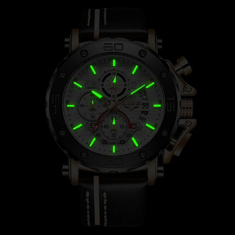 Fashion, accesorii si bijuterii - Barbati - Bijuterii barbati - Ceasuri barbati - Ceas barbatesc de mana Lige Elegant Cronograf Quartz Analog Luxury Piele - Infinity.ro