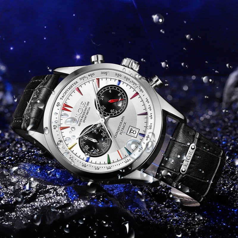 Fashion, accesorii si bijuterii - Barbati - Bijuterii barbati - Ceasuri barbati - Ceas barbatesc de mana Lige Sport Casual Fashion Luxury Analog Quartz Piele naturala - Infinity.ro