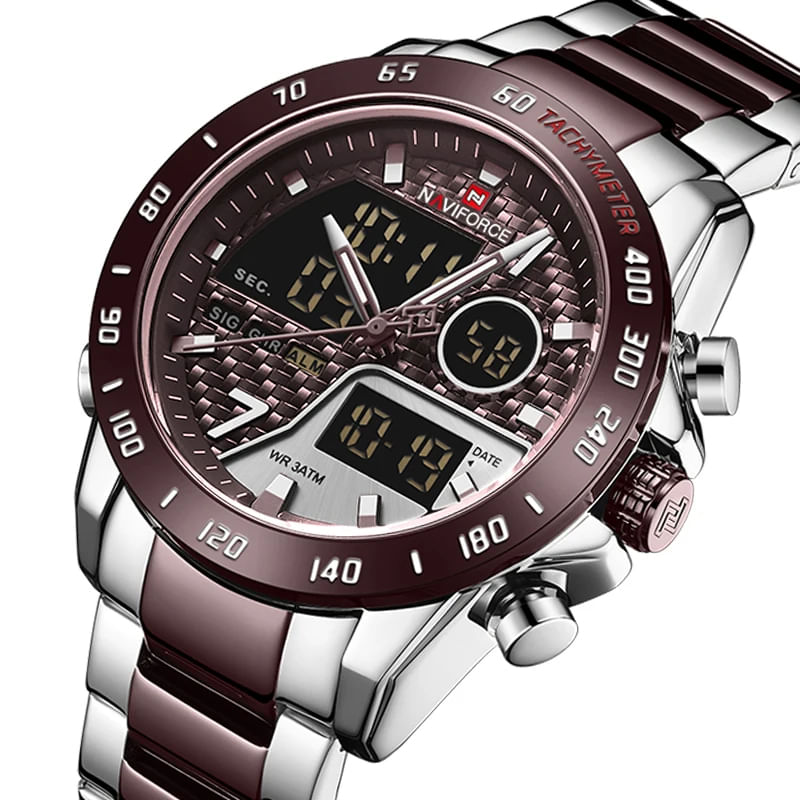 Fashion, accesorii si bijuterii - Barbati - Bijuterii barbati - Ceasuri barbati - Ceas barbatesc de mana Naviforce Dual Time Led Quartz Casual Fashion Elegant - Infinity.ro