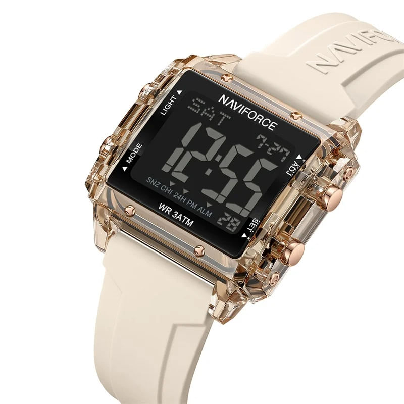 Fashion, accesorii si bijuterii - Barbati - Bijuterii barbati - Ceasuri barbati - Ceas barbatesc de mana Naviforce Sport Casual Digital Cronograf Quartz Fashion Crem Auriu - Infinity.ro