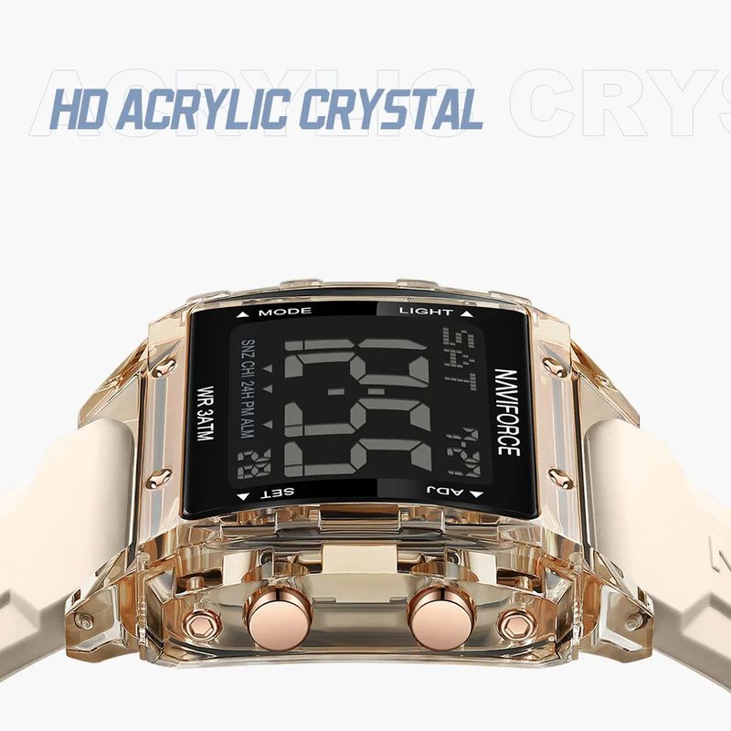 Fashion, accesorii si bijuterii - Barbati - Bijuterii barbati - Ceasuri barbati - Ceas barbatesc de mana Naviforce Sport Casual Digital Cronograf Quartz Fashion Crem Auriu - Infinity.ro