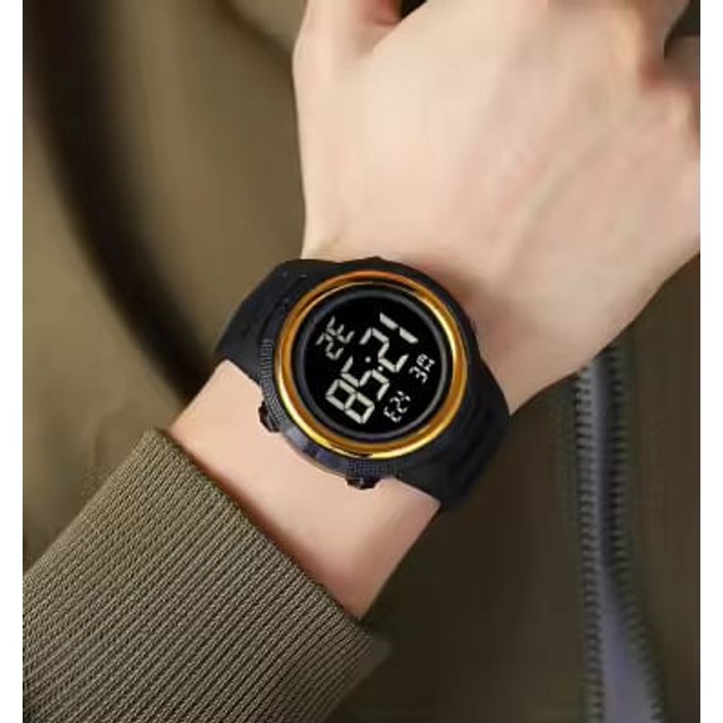 Fashion, accesorii si bijuterii - Barbati - Bijuterii barbati - Ceasuri barbati - Ceas barbatesc de mana Skmei Sport Casual Fashion Digital Alarma Negru Auriu - Infinity.ro