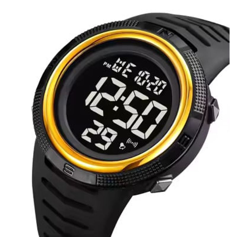 Fashion, accesorii si bijuterii - Barbati - Bijuterii barbati - Ceasuri barbati - Ceas barbatesc de mana Skmei Sport Casual Fashion Digital Alarma Negru Auriu - Infinity.ro