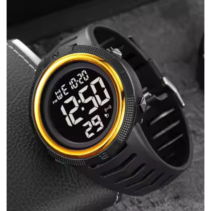 Fashion, accesorii si bijuterii - Barbati - Bijuterii barbati - Ceasuri barbati - Ceas barbatesc de mana Skmei Sport Casual Fashion Digital Alarma Negru Auriu - Infinity.ro