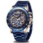 Fashion, accesorii si bijuterii - Barbati - Bijuterii barbati - Ceasuri barbati - Ceas barbatesc Lige Cronograf Elegant Quartz Analog Otel Albastru - Infinity.ro