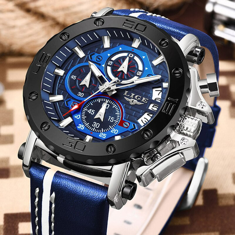 Fashion, accesorii si bijuterii - Barbati - Bijuterii barbati - Ceasuri barbati - Ceas barbatesc Lige Cronograf  Data Piele Cronometru - Infinity.ro