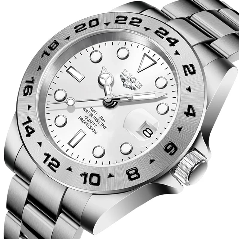 Fashion, accesorii si bijuterii - Barbati - Bijuterii barbati - Ceasuri barbati - Ceas barbatesc Lige Indici luminosi Data Argintiu Business Analog Quartz Otel - Infinity.ro