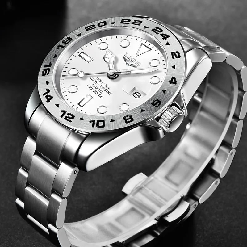 Fashion, accesorii si bijuterii - Barbati - Bijuterii barbati - Ceasuri barbati - Ceas barbatesc Lige Indici luminosi Data Argintiu Business Analog Quartz Otel - Infinity.ro