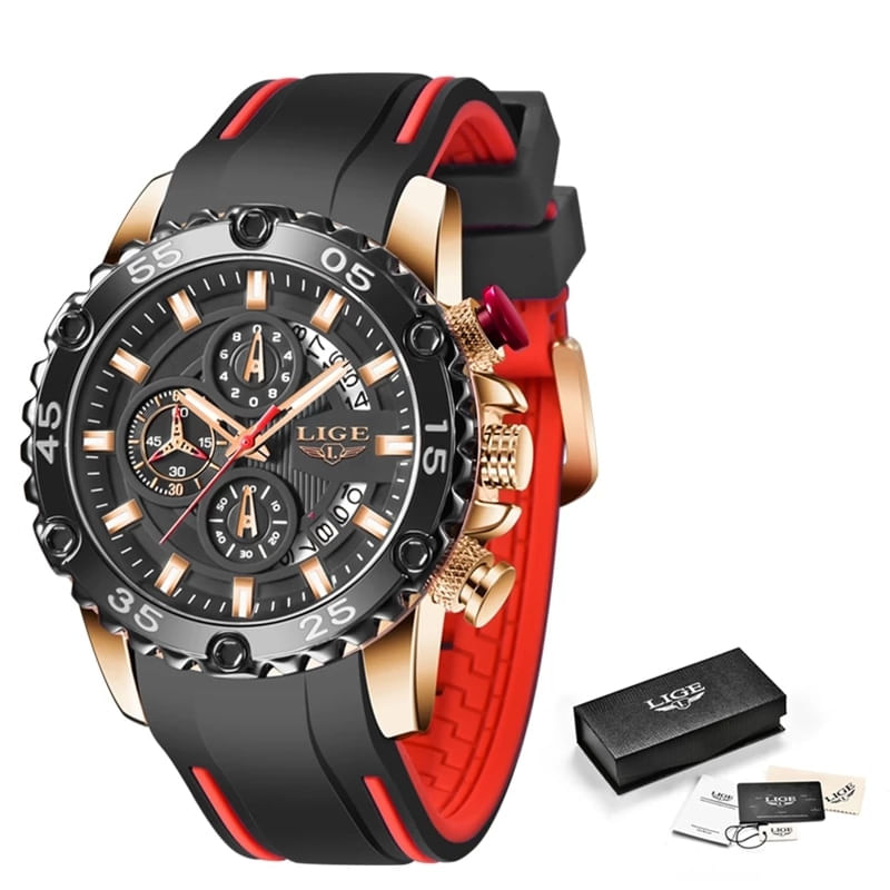 Fashion, accesorii si bijuterii - Barbati - Bijuterii barbati - Ceasuri barbati - Ceas barbatesc Lige Silicon Fashion Quartz Casual Sport Analog Cronograf - Infinity.ro