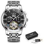 Fashion, accesorii si bijuterii - Barbati - Bijuterii barbati - Ceasuri barbati - Ceas barbatesc mecanic automatic Lige Data Skeleton Argintiu - Infinity.ro