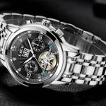 Fashion, accesorii si bijuterii - Barbati - Bijuterii barbati - Ceasuri barbati - Ceas barbatesc mecanic automatic Lige Data Skeleton Argintiu - Infinity.ro