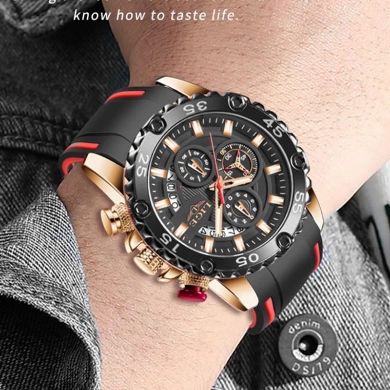 Fashion, accesorii si bijuterii - Barbati - Bijuterii barbati - Ceasuri barbati - Ceas barbatesc Lige Silicon Fashion Quartz Casual Sport Analog Cronograf - Infinity.ro