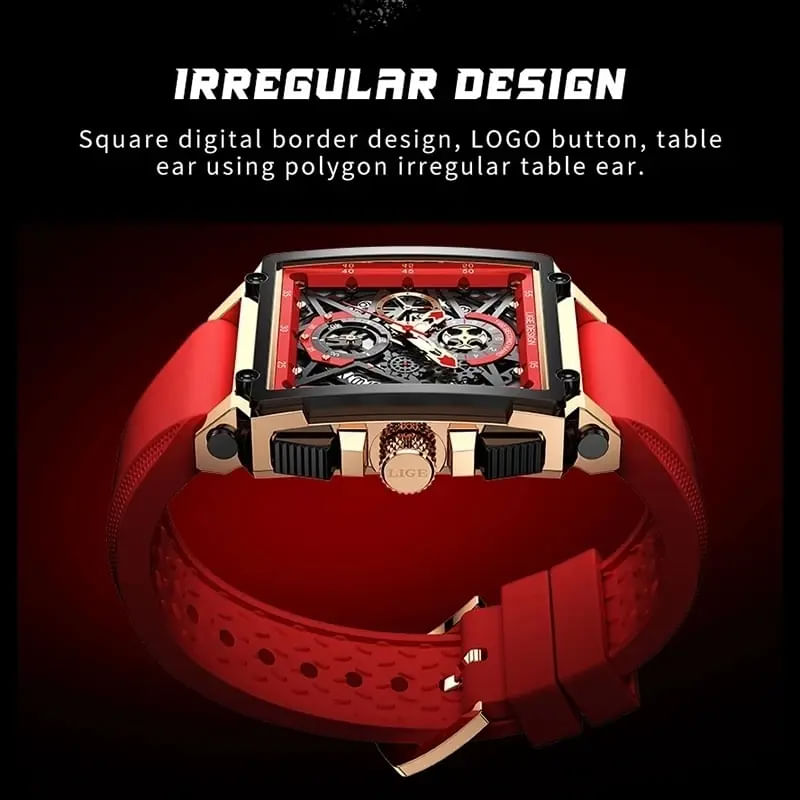 Fashion, accesorii si bijuterii - Barbati - Bijuterii barbati - Ceasuri barbati - Ceas barbatesc Lige Rosu Silicon Otel Afisare data Quartz Analog - Infinity.ro