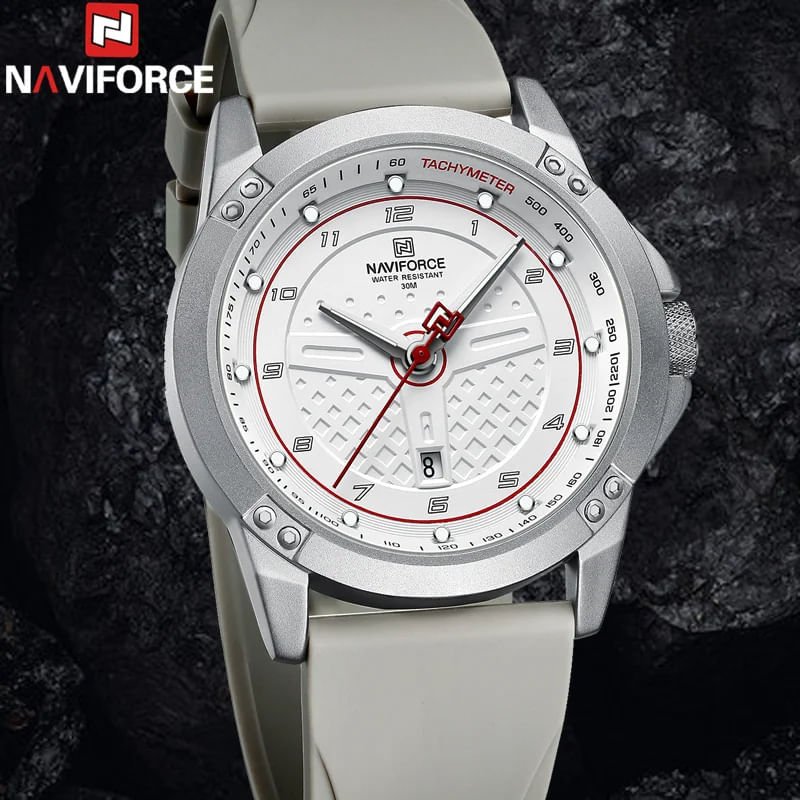 Fashion, accesorii si bijuterii - Barbati - Bijuterii barbati - Ceasuri barbati - Ceas barbatesc Naviforce Casual Gri Analog Quartz Data - Infinity.ro