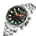 Fashion, accesorii si bijuterii - Barbati - Bijuterii barbati - Ceasuri barbati - Ceas barbatesc Naviforce Dual Alarma Time Data Luxury Militar Otel Argintiu Verde - Infinity.ro