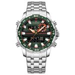 Fashion, accesorii si bijuterii - Barbati - Bijuterii barbati - Ceasuri barbati - Ceas barbatesc Naviforce Dual Alarma Time Data Luxury Militar Otel Argintiu Verde - Infinity.ro