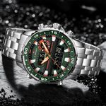 Fashion, accesorii si bijuterii - Barbati - Bijuterii barbati - Ceasuri barbati - Ceas barbatesc Naviforce Dual Alarma Time Data Luxury Militar Otel Argintiu Verde - Infinity.ro