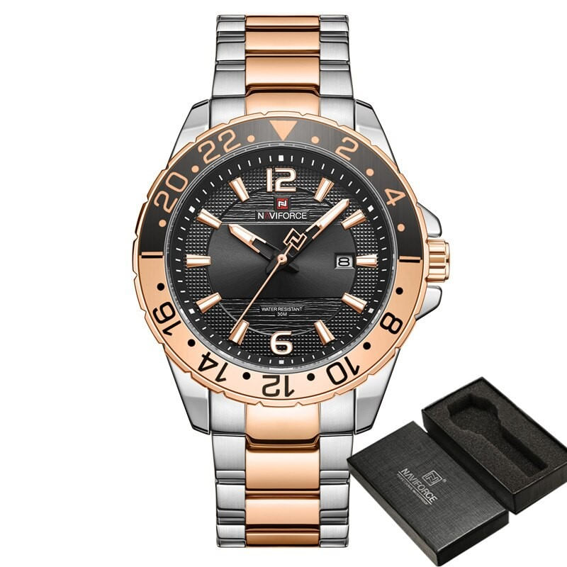 Fashion, accesorii si bijuterii - Barbati - Bijuterii barbati - Ceasuri barbati - Ceas barbatesc Naviforce Otel Quartz Analog Data Auriu - Infinity.ro