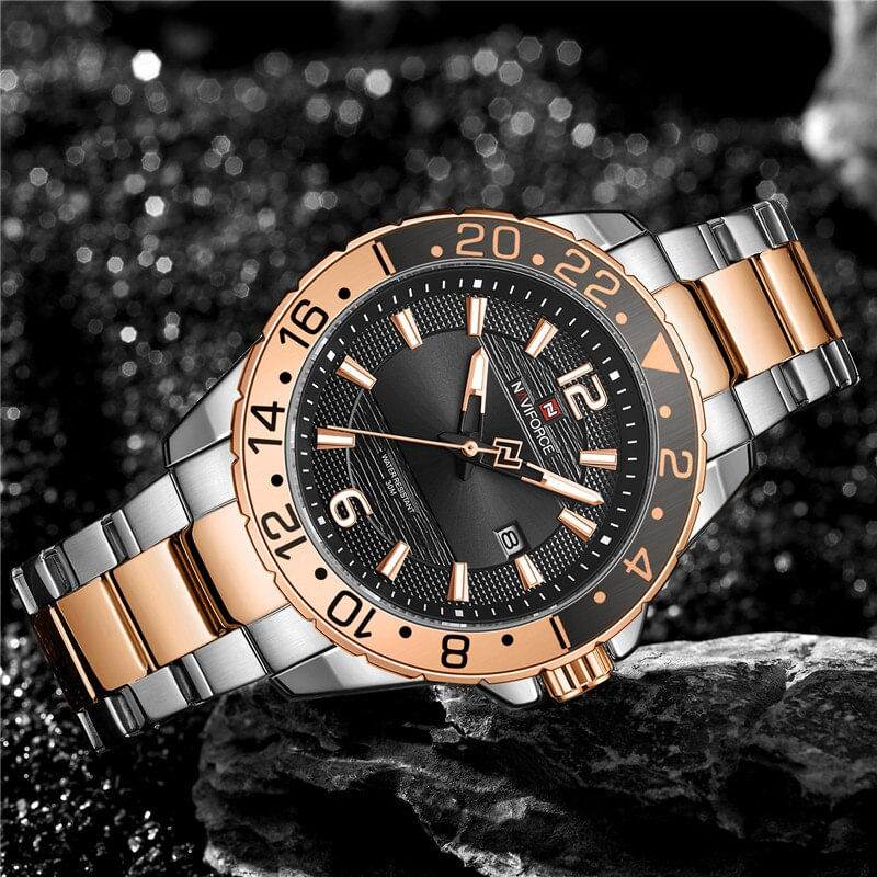 Fashion, accesorii si bijuterii - Barbati - Bijuterii barbati - Ceasuri barbati - Ceas barbatesc Naviforce Otel Quartz Analog Data Auriu - Infinity.ro