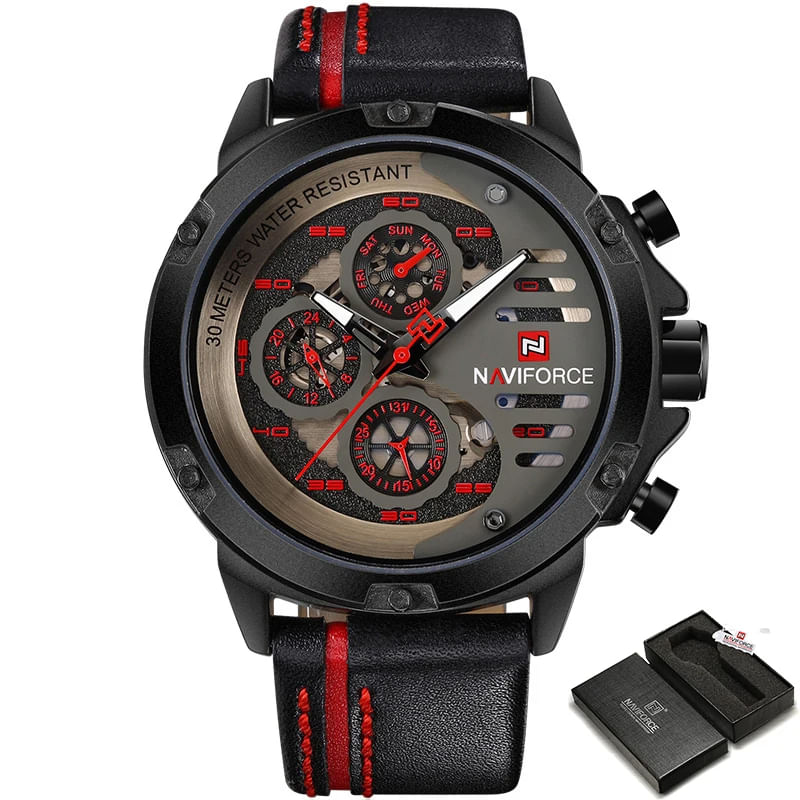 Fashion, accesorii si bijuterii - Barbati - Bijuterii barbati - Ceasuri barbati - Ceas barbatesc Naviforce Sport Casual Analog Quartz Cronograf Rosu - Infinity.ro