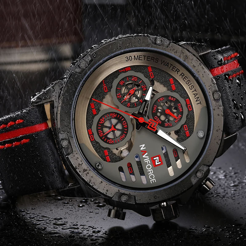 Fashion, accesorii si bijuterii - Barbati - Bijuterii barbati - Ceasuri barbati - Ceas barbatesc Naviforce Sport Casual Analog Quartz Cronograf Rosu - Infinity.ro