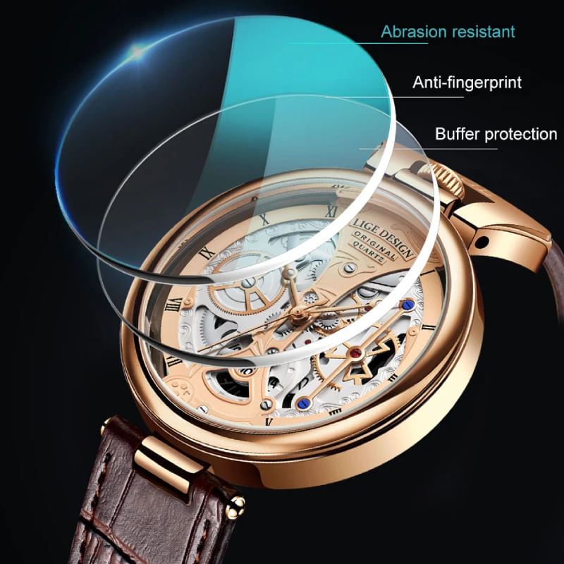 Fashion, accesorii si bijuterii - Barbati - Bijuterii barbati - Ceasuri barbati - Ceas barbatesc de mana Lige Fashion Elegant Luxury Quartz Analog Piele - Infinity.ro