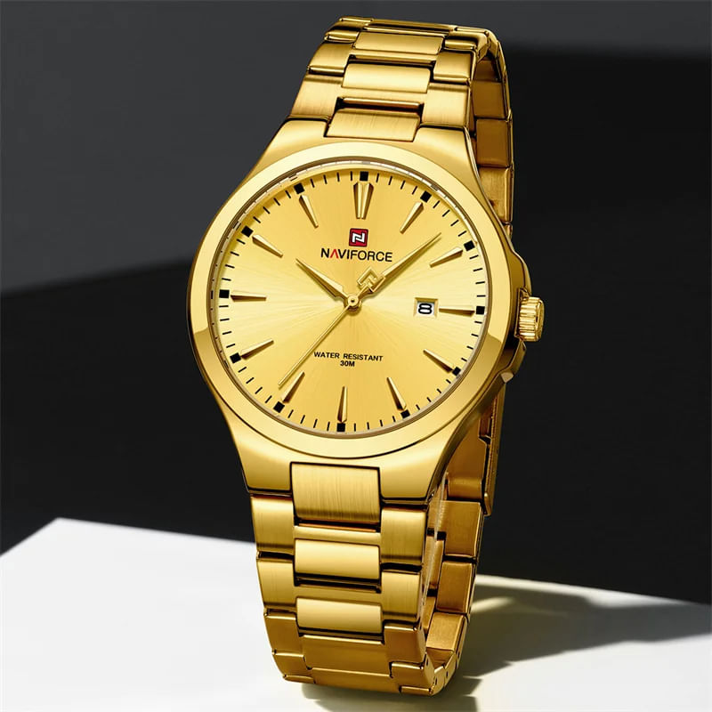 Fashion, accesorii si bijuterii - Barbati - Bijuterii barbati - Ceasuri barbati - Ceas barbatesc Naviforce Business Otel Auriu Quartz Analog Digital Data - Infinity.ro