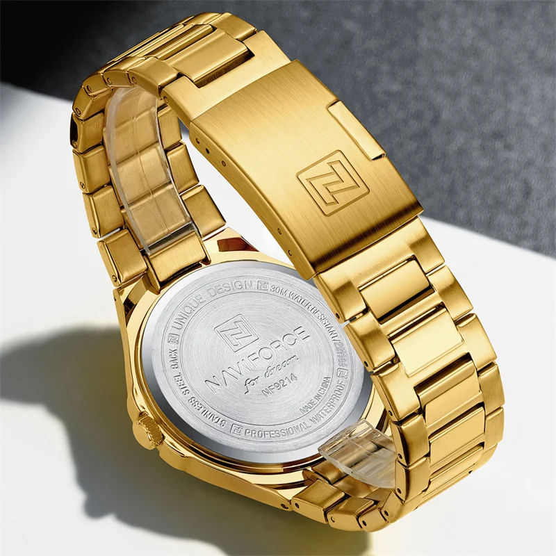 Fashion, accesorii si bijuterii - Barbati - Bijuterii barbati - Ceasuri barbati - Ceas barbatesc Naviforce Business Otel Auriu Quartz Analog Digital Data - Infinity.ro