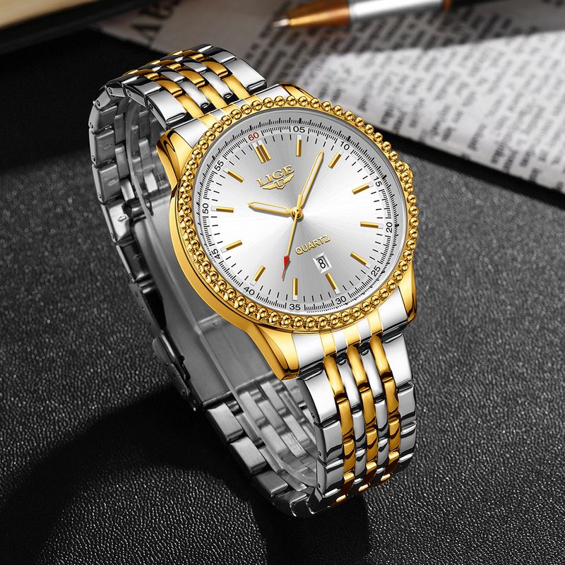 Fashion, accesorii si bijuterii - Barbati - Bijuterii barbati - Ceasuri barbati - Ceas barbatesc, Lige, Quartz, Analog, Fashion, Casual, Business, Argintiu Auriu Alb - Infinity.ro