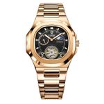 Fashion, accesorii si bijuterii - Barbati - Bijuterii barbati - Ceasuri barbati - Ceas Barbati Lige 6821 Rose Gold-Negru, Mecanic, Design Business, Rezistent Socuri, 3ATM - Infinity.ro