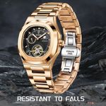 Fashion, accesorii si bijuterii - Barbati - Bijuterii barbati - Ceasuri barbati - Ceas Barbati Lige 6821 Rose Gold-Negru, Mecanic, Design Business, Rezistent Socuri, 3ATM - Infinity.ro