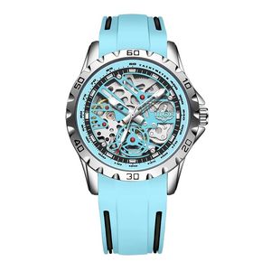 Ceas Barbati Lige 89118 Cyan – Ceas Mecanic, Design Sport, Functii Multiple, Afisaj Luminos, Rezistent la Apa 3ATM