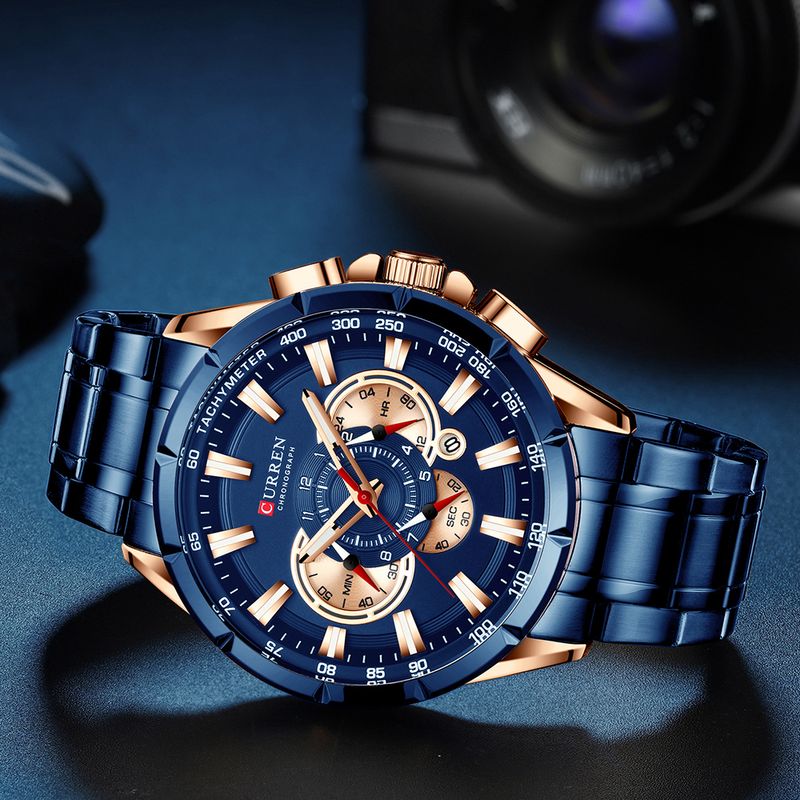 Fashion, accesorii si bijuterii - Barbati - Bijuterii barbati - Ceasuri barbati - Ceas barbati elegant, Curren, Cronograf, Quartz, Otel inoxidabil - Infinity.ro