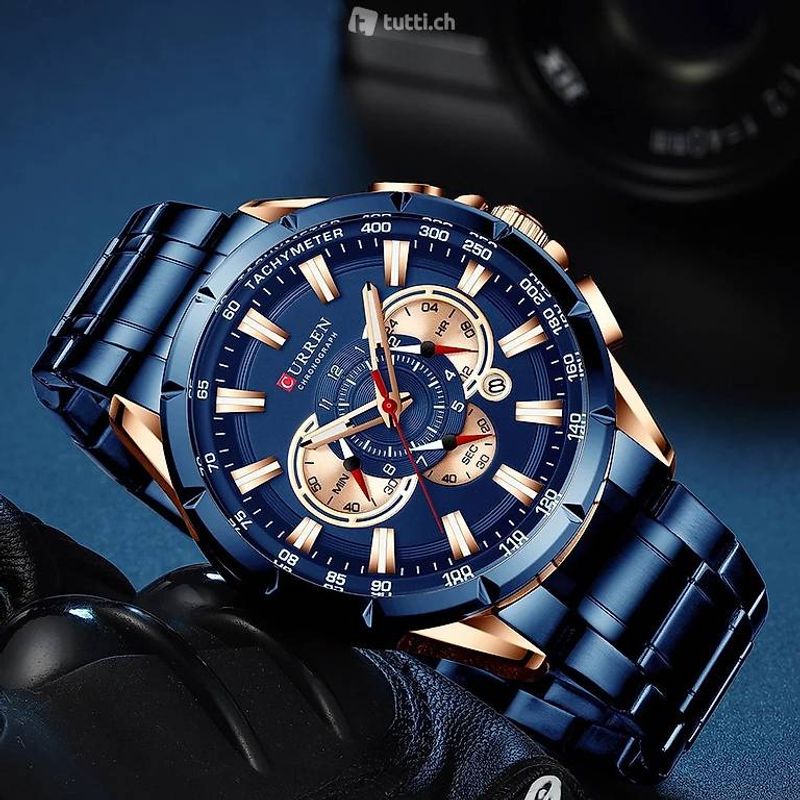 Fashion, accesorii si bijuterii - Barbati - Bijuterii barbati - Ceasuri barbati - Ceas barbati elegant, Curren, Cronograf, Quartz, Otel inoxidabil - Infinity.ro