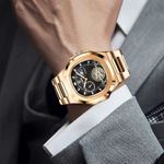 Fashion, accesorii si bijuterii - Barbati - Bijuterii barbati - Ceasuri barbati - Ceas Barbati Lige 6821 Rose Gold-Negru, Mecanic, Design Business, Rezistent Socuri, 3ATM - Infinity.ro