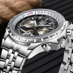 Fashion, accesorii si bijuterii - Barbati - Bijuterii barbati - Ceasuri barbati - Ceas Barbati Lige 89119 Argintiu-Negru, Mecanic, Design Business, Rezistent Socuri, 3ATM - Infinity.ro