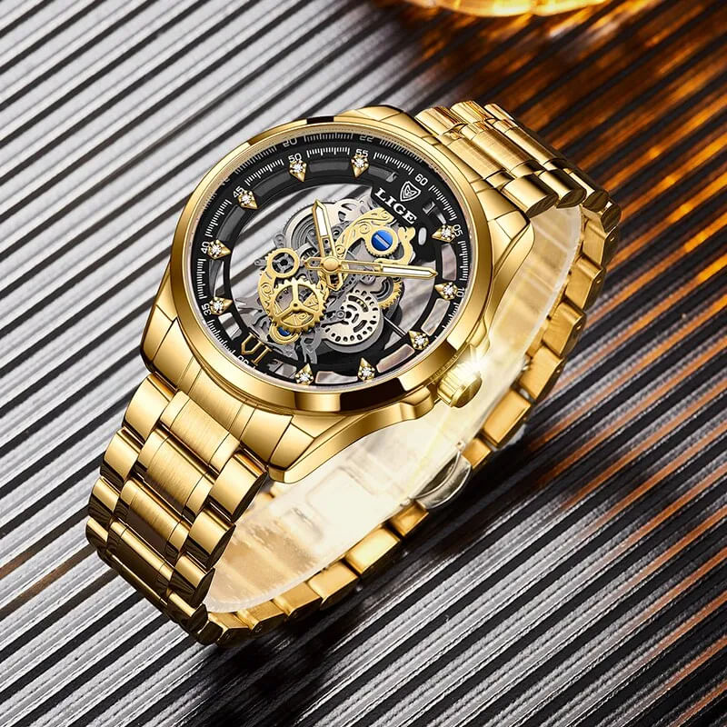 Fashion, accesorii si bijuterii - Barbati - Bijuterii barbati - Ceasuri barbati - Ceas barbati Lige Auriu Otel Quartz Analog Elegant Business - Infinity.ro
