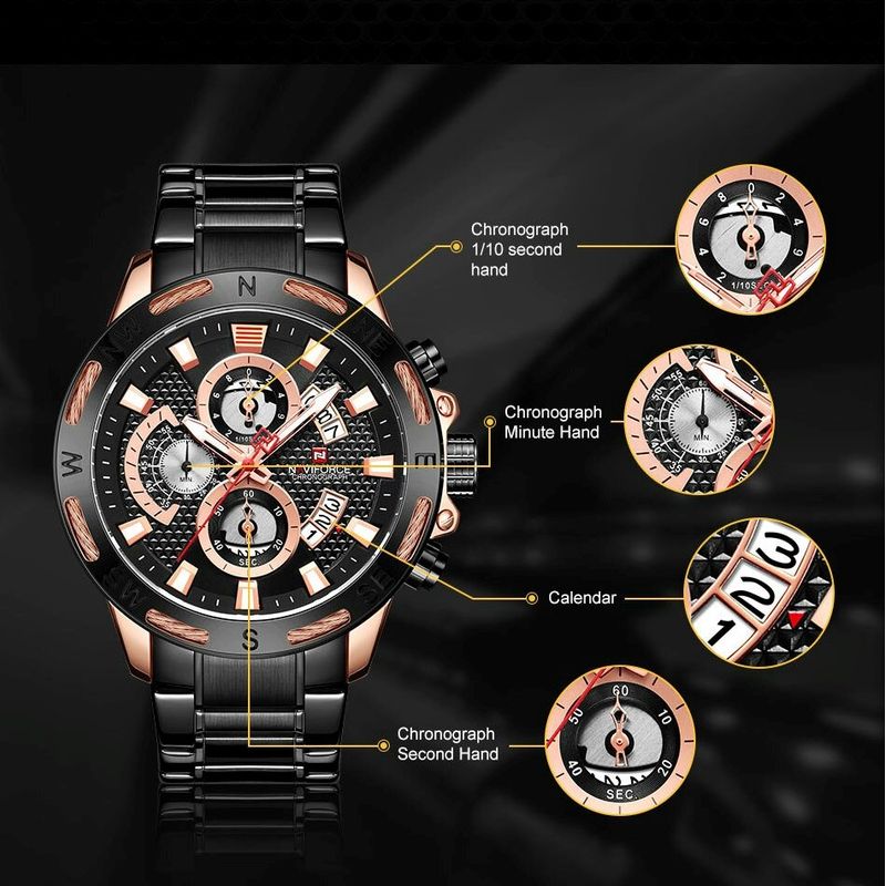 Fashion, accesorii si bijuterii - Barbati - Bijuterii barbati - Ceasuri barbati - Ceas barbati Naviforce Analog Afisare data Indici fosforescenti Negru - Infinity.ro