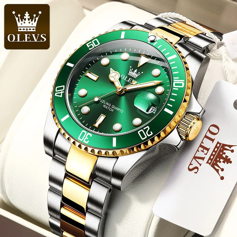 Fashion, accesorii si bijuterii - Barbati - Bijuterii barbati - Ceasuri barbati - Ceas barbati Olevs Analog Quartz Elegant Verde Afisare data Otel - Infinity.ro