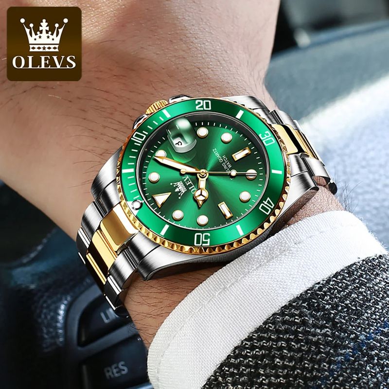Fashion, accesorii si bijuterii - Barbati - Bijuterii barbati - Ceasuri barbati - Ceas barbati Olevs Analog Quartz Elegant Verde Afisare data Otel - Infinity.ro