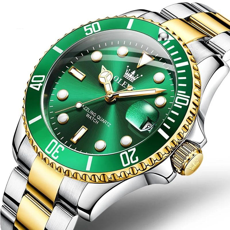 Fashion, accesorii si bijuterii - Barbati - Bijuterii barbati - Ceasuri barbati - Ceas barbati Olevs Analog Quartz Elegant Verde Afisare data Otel - Infinity.ro