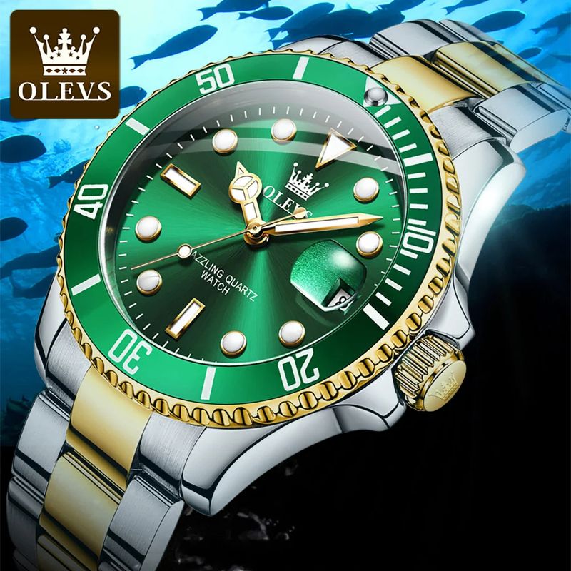 Fashion, accesorii si bijuterii - Barbati - Bijuterii barbati - Ceasuri barbati - Ceas barbati Olevs Analog Quartz Elegant Verde Afisare data Otel - Infinity.ro