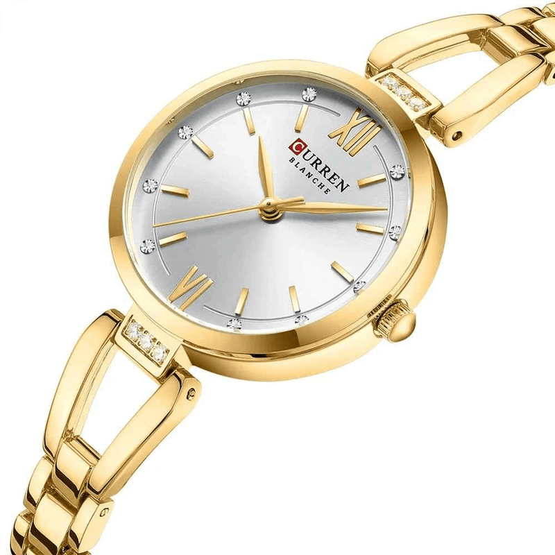 Fashion, accesorii si bijuterii - Femei - Bijuterii femei - Ceasuri femei - Ceas Dama CURREN 9092, Quartz, Bratara Aurie, Cadran Alb, Otel Inoxidabil, 30mm, Elegant si Versatil - Infinity.ro