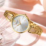 Fashion, accesorii si bijuterii - Femei - Bijuterii femei - Ceasuri femei - Ceas Dama CURREN 9092, Quartz, Bratara Aurie, Cadran Alb, Otel Inoxidabil, 30mm, Elegant si Versatil - Infinity.ro
