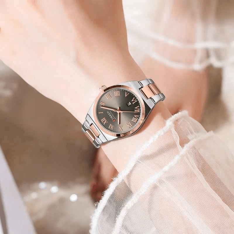Fashion, accesorii si bijuterii - Femei - Bijuterii femei - Ceasuri femei - Ceas Dama CURREN Elegant, Quartz, Cadran cu Cifre Romane, Bratara din Otel Inoxidabil, Calendar, Rezistent la Apa - Infinity.ro