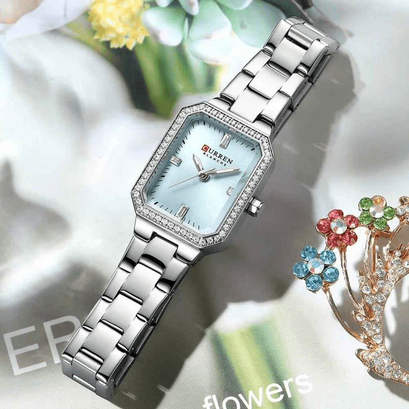 Fashion, accesorii si bijuterii - Femei - Bijuterii femei - Ceasuri femei - Ceas dama Curren Elegant – Cadran albastru, bratara argintie, stil elegant si modern - Infinity.ro