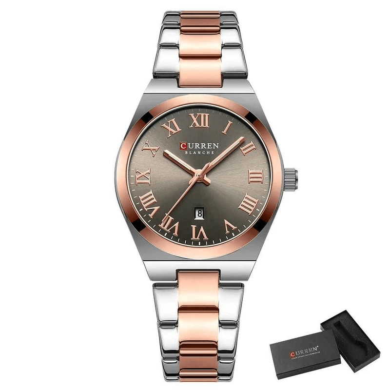 Fashion, accesorii si bijuterii - Femei - Bijuterii femei - Ceasuri femei - Ceas Dama CURREN Elegant, Quartz, Cadran cu Cifre Romane, Bratara din Otel Inoxidabil, Calendar, Rezistent la Apa - Infinity.ro